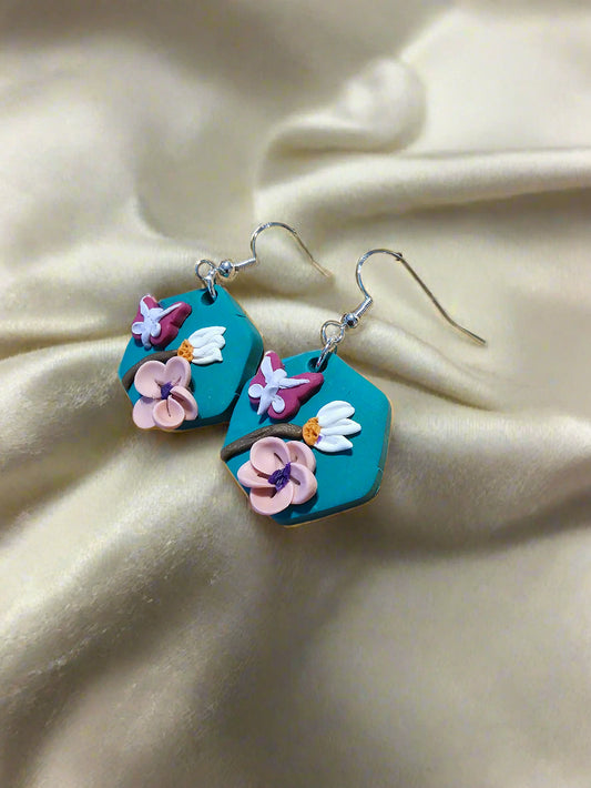 Butterfly and Flowers Earrings