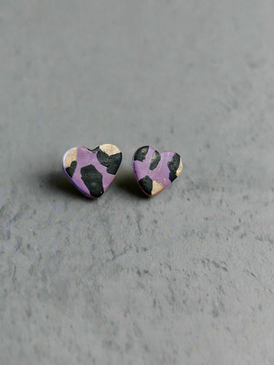 Purple Leopard Stud Earrings